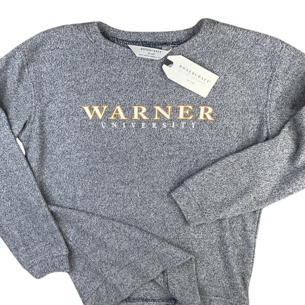 Warner University Sweatshirt Womens S Boxercraft Cozy Fleece Crew Pullover NWT